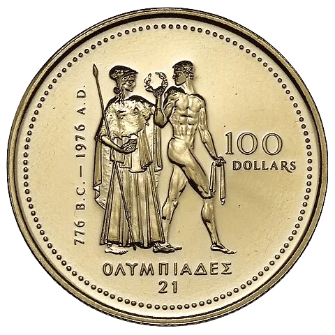Canadian $100 Olympic Gold — tails